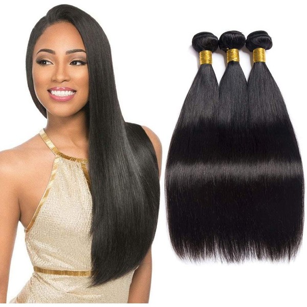 7A Grade Peruvian Virgin Hair Straight Human Virgin Hair Weave Weft 3 Bundles 100% Unprocessed Natural Colour 18" 20" 22"