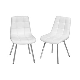Gift Mark Childrens Chairs - Set of 2 Modern Style Kid's Upholstered Chairs - Sturdy Metal Leg Construction - Armless Childs Activity Seats (White)