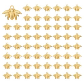 PATIKIL Bee Charm, 100 Pcs Alloy Honeybee Charm Pendant for Woman Necklace Earring Bracelet Jewelry Making and DIY Crafts, Light Gold, 0.6 x 0.8 Inch