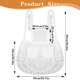 Tucnoeu Aprons for Women with Pockets, Ruffle Retro Apron Dress Waitress Costume Kitchen Cooking Baking Cleaning Maid Costume