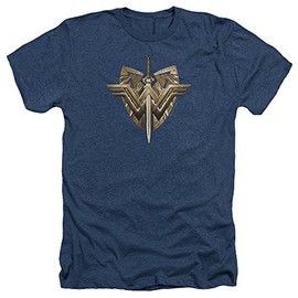 Wonder Woman Movie Sword Emblem Unisex Adult Heather T Shirt for Men and Women, Medium Navy