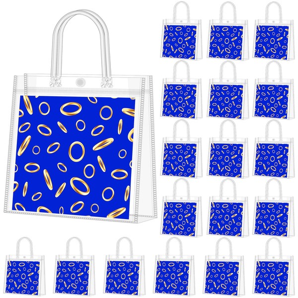 Marspark 24 Pcs Blue and Golden Ring Favor Bags with