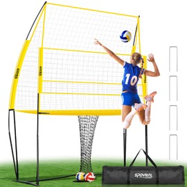 Volleyball Training Equipment, Adjustable Height Volleyball Net for Backyard Training - Portable Outdoor Practice Set with Durable Net & Tool-Free Setup for Serving, Hitting, and Spiking Practice