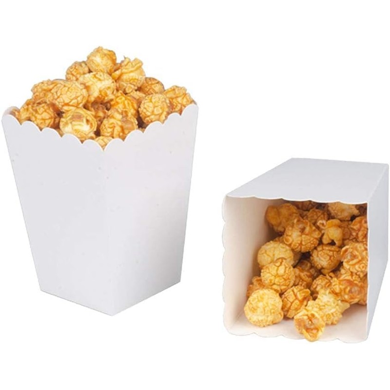 We Moment Zone 24pcs White Popcorn Boxes Mini Paper Popcorn