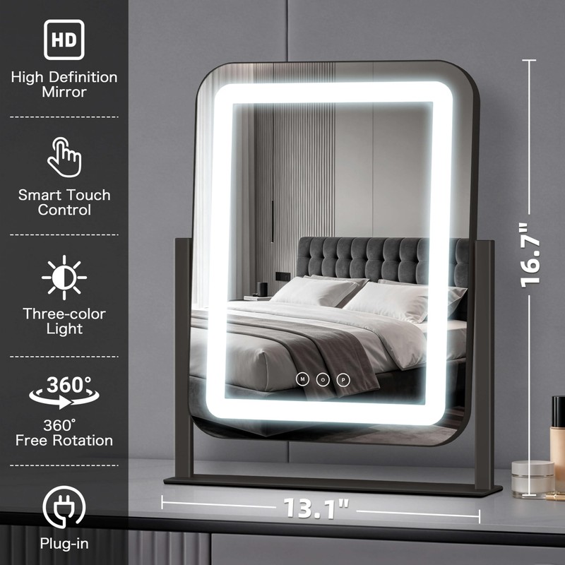 Vanity Mirror with Lights, 13.1"×16.7" LED Makeup Mirror
