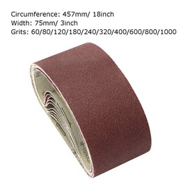 3 Inch x 18 Inch Sanding Belts, 60/80/120/180/240/320/400/600/800/1000 Grits, Belt Sander Tool for Woodworking, Metal Polishing, 10 Pack Aluminum Oxide Sanding Belt