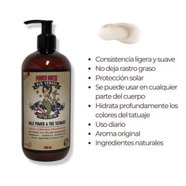 Crema para tatuajes Power Inked con Proteccion solar