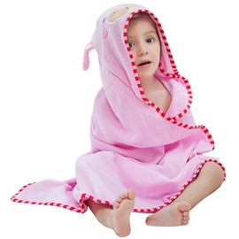 MICHLEY Hooded Baby Towels Animal Baby 0-6 Years Bath Essentials for Boys Girls Light Pink Rabbit