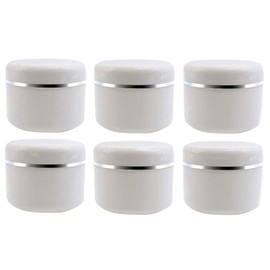 20ml 0.67oz White Silver Edge Empty Refillable Cosmetic Plastic Jars with Dome Lid Make Up Face Cream Lip Balm Lotion Storage Container Travel Case Bottle Pot Pack of 6 (20ml/0.67oz)