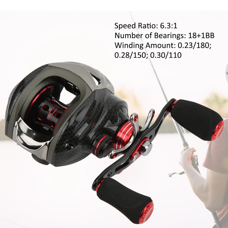Baitcasting Reels Metal 18+1BB 6.3:1 Gear Ratio High Speed Fishing