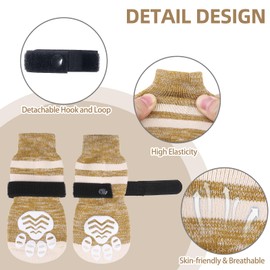 PUPTECK Anti-Slip Dog Socks with Double Sides Grips Booties for Medium Large Dogs Hardwood Floors Prevents Licking, Dog Shoes for Cold & Hot Pavement Traction Paw Protector for Senior Dogs