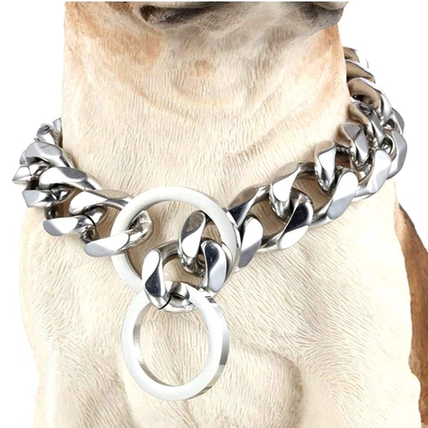 GZMZC Dog Chain Collar High Polished Stainless Steel Cuban Link