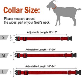 5 Pack Reflective Goat Collars with Bells, Cow Horse Sheep Grazing Copper Bells and Adjustable Nylon Collar with Pet Anti-Lost Loud Bronze Bell for Small Farm Anima (With bells, L-Large (Neck 14-20"))