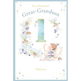 Great Grandson 1st Birthday Card Age 1 Acorn Pixie 9" x 6" Lovely Verse