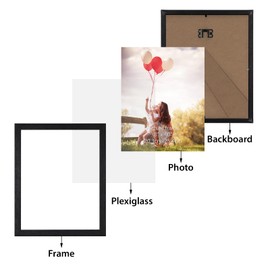 HORLIMER 8x10 Picture Frame Set of 15, Black Picture Frames Display 8 by 10 Photo for Wall or Tabletop