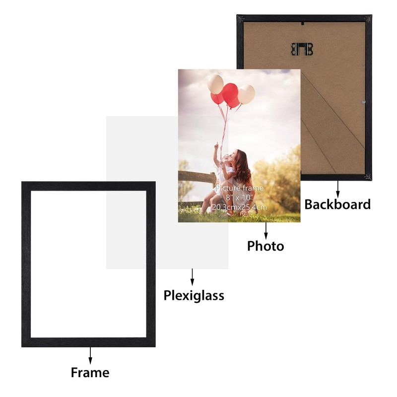HORLIMER 8x10 Picture Frame Set of 15, Black Picture Frames