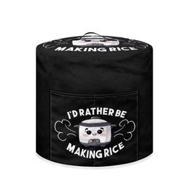 Tutolipy I'd Rather Be Making Rice Pressure Cooker Cover Round Dust Cover Black Funny Designs Air Fryer Cover Kitchen Appliance