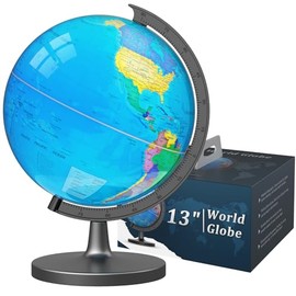 Globo de 33 cm para niños y adultos, globo mundial interactivo para niños con base estable de metal pesado, superficie HD impermeable y escribible, juguete educativo de aprendizaje STEM