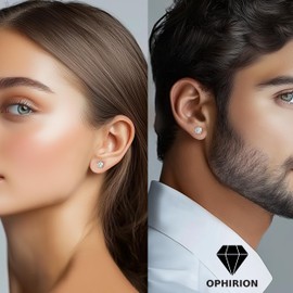 Moissanite Stud Earrings for Women & Men – 1.0 CTW Round Cut, Clarity Lab-Created Diamond – 925 Sterling Silver with White Gold Plating – Hypoallergenic, GRA Certified