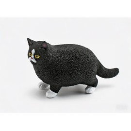 INF-STAR Fat Black Cat Figurines, 4.6'' Realistic Plastic Fat Black Cat Figures, Cute Kitten Statue Ornament Gift for Home Decor