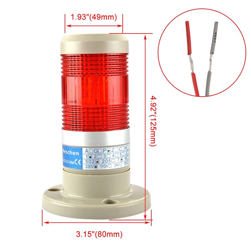 Heschen LED Warning Light Tower Signal Light Continuous Light 220