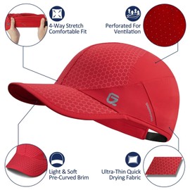 GADIEMKENSD Stretch Sport Hat with Soft Brim Quick Dry Lightweight Breathable Running Cap for Outdoor Activities, Soft brim, red, 56 - 60