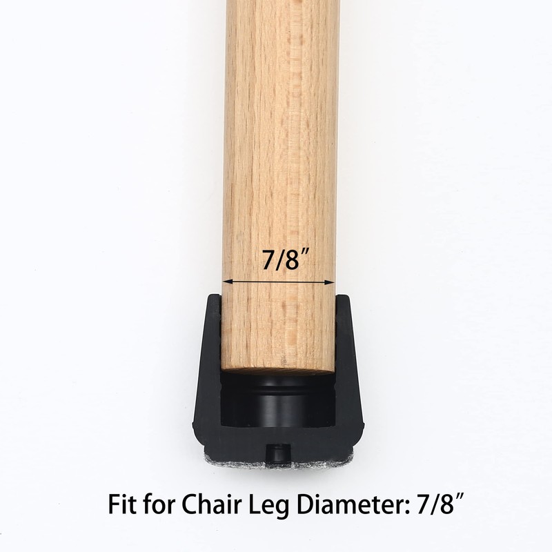 Furnigear 7/8" Chair Leg Tips Caps with Felt Chair Leg