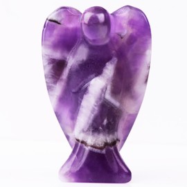 QLRSUXN Amethyst Angel Crystal Statue,Hand-Carved Polished Angel Figurines Healing Crystal Decor,Purple Cute Guardian Angel,Home Office Decoration Christmas Meditation Spiritual Gifts for Women