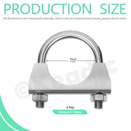 Keadic 2Pcs 1-3/8" U-Bolt Muffler Tip Exhaust Hook 304 Stainless Steel U-Bolt Clamps (35mm)