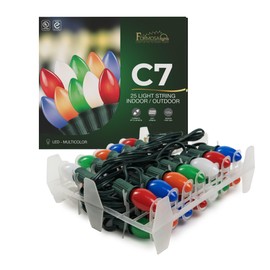Formosa Lights C7 25ft Indoor/Outdoor Multicolor LED Christmas String Lights/Patio Lights with 25 Bulbs | 120V, 0.6W