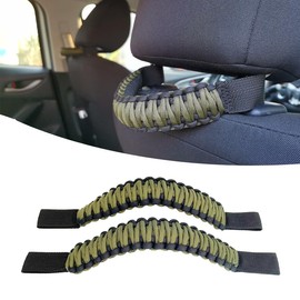 ROMASO Headrest Grab Handles Universal Grip Handles,Passenger Support Handles for Jeep Wrangler,Ford Bronco,Toyota,Tacoma,Trucks,SUV,Cars,2Pack (Black&Olive)