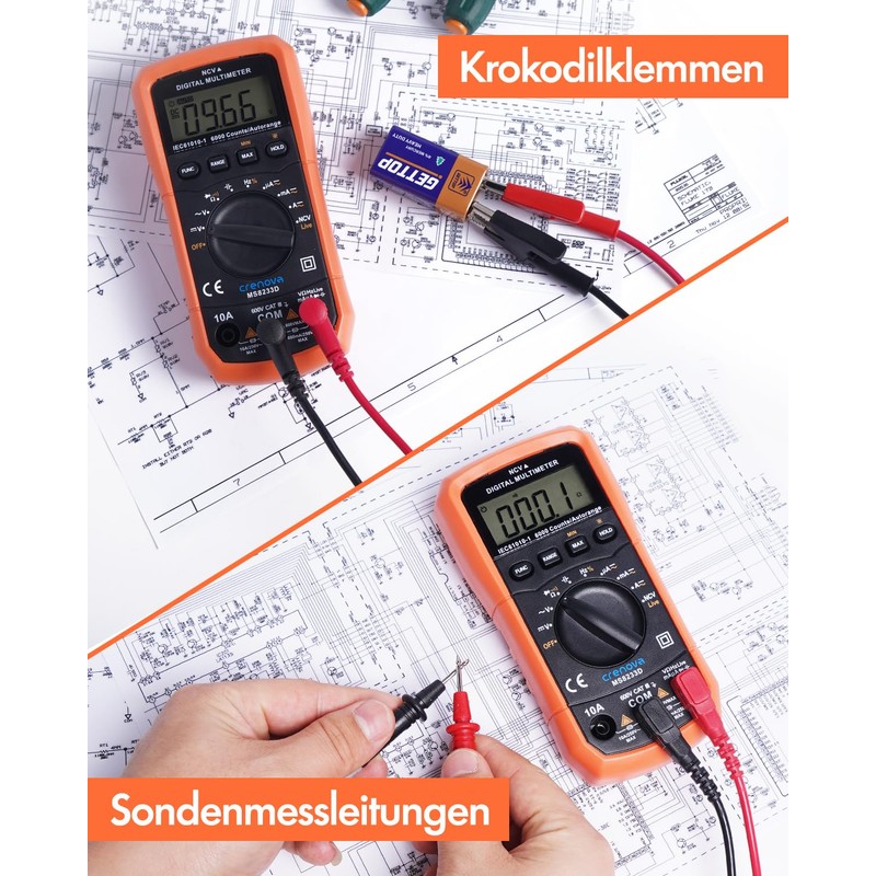 Crenova MS8233D Digital Multimeter Voltage Tester, Current Meter, Voltmeter, Meter