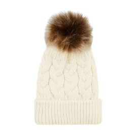 American Trends Baby Girl Hats Infant Baby Beanie Winter Hat Pom Pom Warm Toddler Boys Beanies Kids Cap, White, 3-8 Years