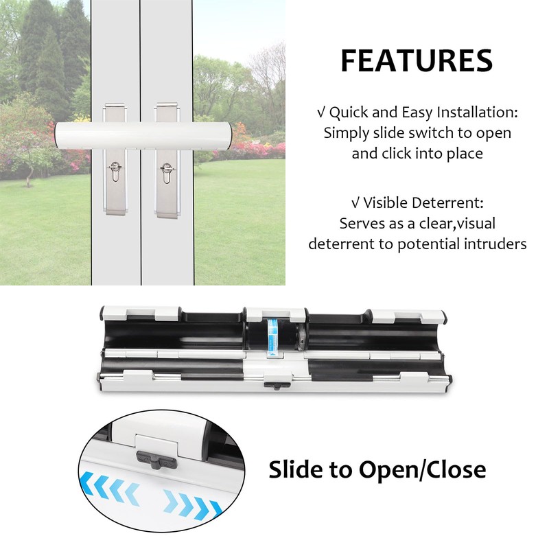 Patio Door Security Lock with Alarm, French Door Security Lock,Patio