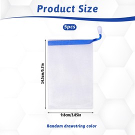 Mozeat Lens 5 PCS Soap Bags Handmade Soap Bubble Mesh Bags Exfoliating Soap Saver Pouch Net Bags with Drawstring Body Facial Cleaning Tool for Bath & Shower (Assorted Colors)