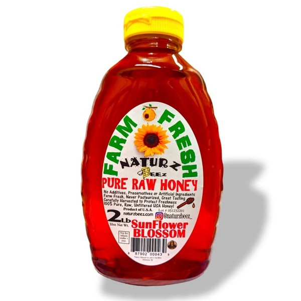Naturz Beez RAW HONEY SUNFLOWER BLOSSOM HONEY 2LB 100% PURE