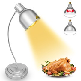 Carivia Carivia Food Heat Lamp, Commercial Food Warmer Lamp Includes 250W Infrared Bulb, 110V Stainless Steel Heat Lamps for Food Warming in Restaurant, Buffet, Catering, Home (Silver, 2 Bulbs)