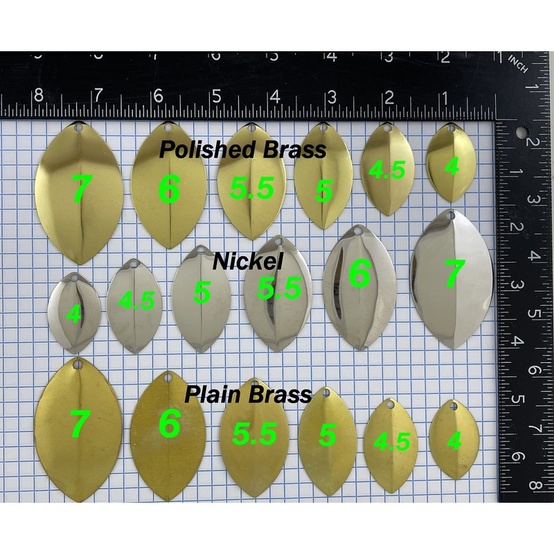 Ten #5 Brass Cascade Spinner Blades - Tacklecraft - Make