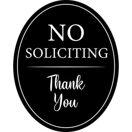 All Hung Up 4" x 5" Aluminum Oval Classy Quality Metal Sign: Full adhesive sticker back | Outdoor or indoor use - Front door, window, house, home, business, office | No Soliciting Thank You | Black metal