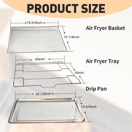 Upgraded Air Fry Tray, Compatible with Frigidaire 30" Ranges and Wall Ovens, Stainless Steel, Air Fry Basket & Oven Rack & Drip Pan, 25"L x 16"W x 1.75"H