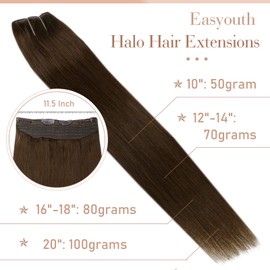 Easyouth 18Inch Brown Wire Hair Extensions Real Human Hair 4 Chocolate Brown Wire Clip in Hair Extensions Silky Straight Fishing Line Hair Extensions for Women 80g