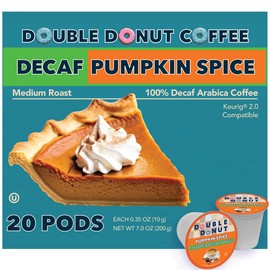 Double Donut Medium Roast Decaf Coffee Pods, Pumpkin Spice Flavored, for Keurig K-Cup Machines, 20 Single-Serve Capsules per Box