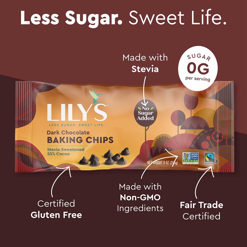 Dark Chocolate Chips by Lily's | Stevia Sweetened, No Added