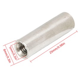 Pack of 20 M5 x 0.8 Pitch 25mm Length Round Union Nut 304 Stainless Steel Female Thread Full Thread