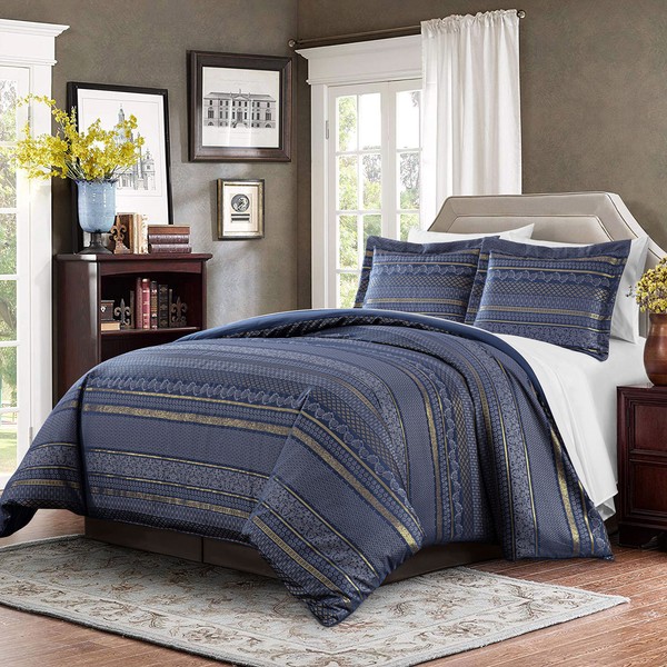 Chezmoi Collection Caesar 7-Piece California King Jacquard Bed in a