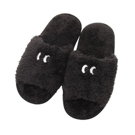 AS KNOW AS plus ZW7767 Monster Room Shoes, Monster Slippers, Fluffy, Cute, Warm, 9.1 - 9.6 inches (23 - 24.5 cm), Hand Washable, Black, F