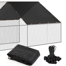 VitalCozy Chicken Coop Cover UV 70% Shade Cloth for Summer 11. 5 x 6. 6 ft Black Chicken Run Cages Cover with 20 Pcs Ball Bungees Cord Sunproof Sun Shade Netting Mesh for Outdoor Garden Patio Plant