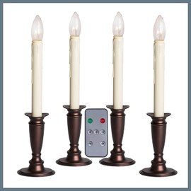 Celestial Lights Set of 4 Battery Operated Window Candles with Remote Control - (Antique Bronze)