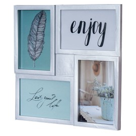 levandeo Picture Frame 4 Photos Silver Stand Photo Gallery Photo Frame Photo Collage Collage Glass Panel Table Decoration