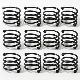 ALPHA Living HOME - Juego de 12 anillos para servilletas de metal en espiral - Recubrimiento en polvo negro, forma redonda en espiral, portaservilletas y hebillas para cena familiar, boda, fiesta